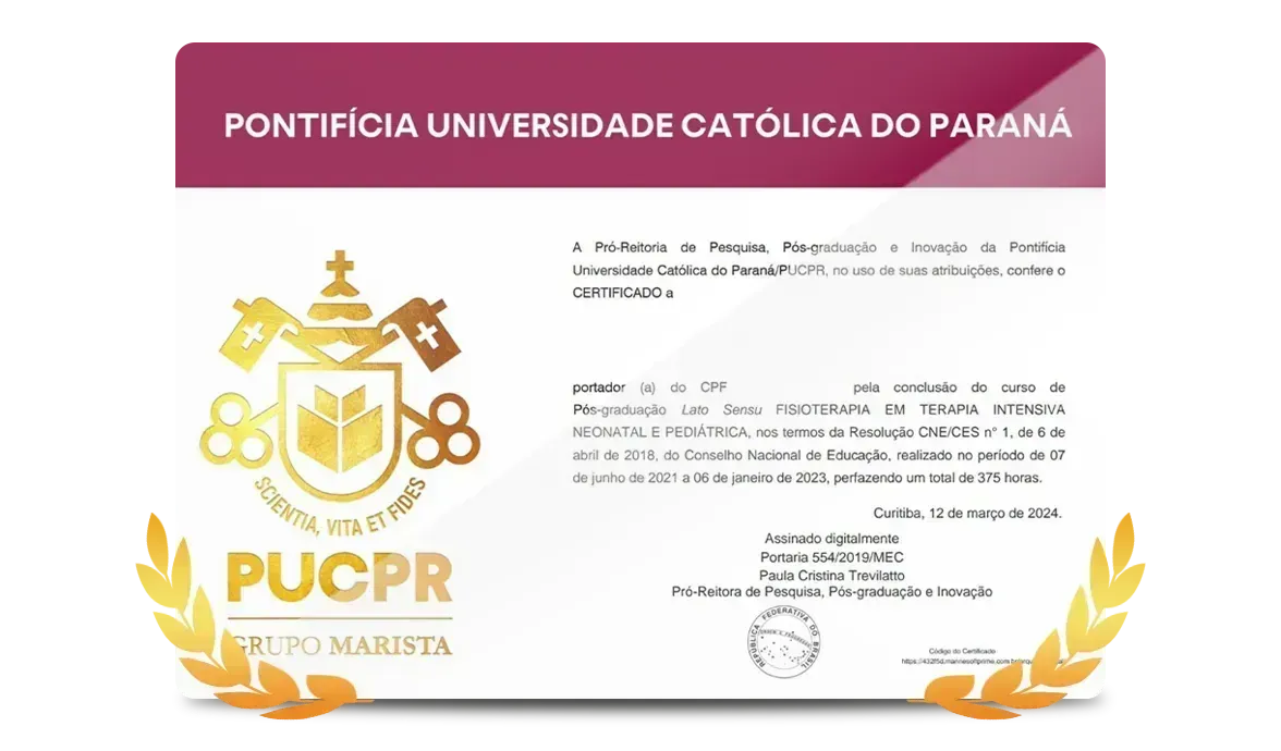 Certificado de conclusão emitido pela PUCPR